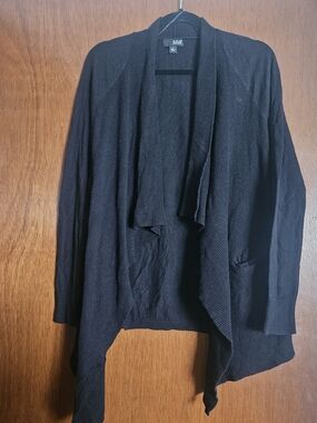 a.n.a Black Open-Front Draped Cardigan